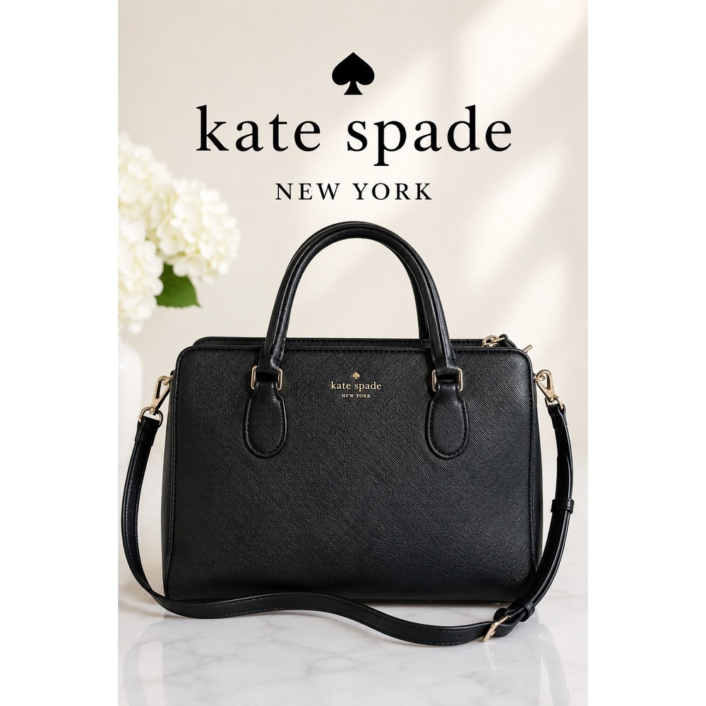 Kate Spade Quiet Luxury Black Structured Satchel Crossbody Top Handle Bag